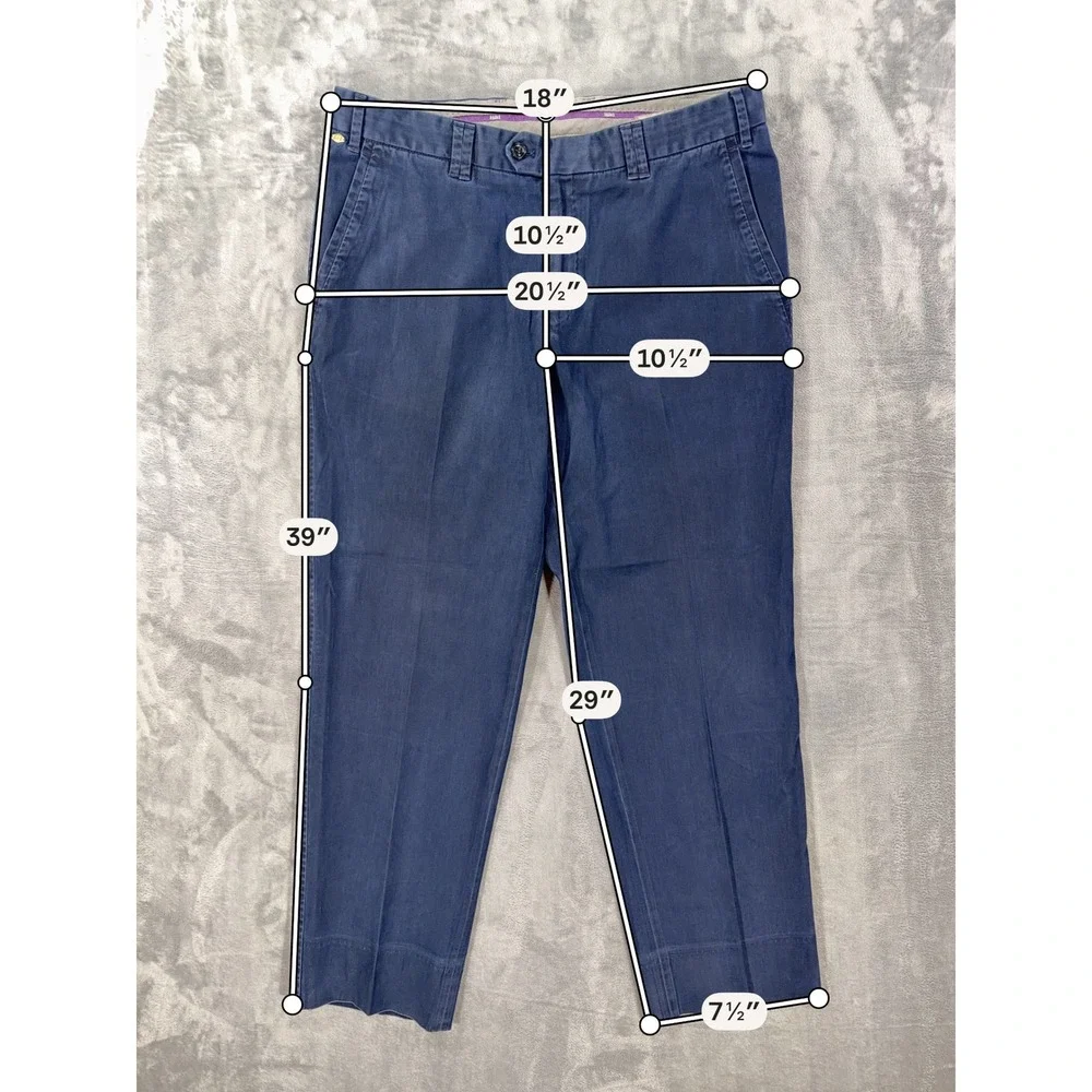 Hiltl Trousers Mens Size 36x29 Navy Blue Chino Pants Casual Formal